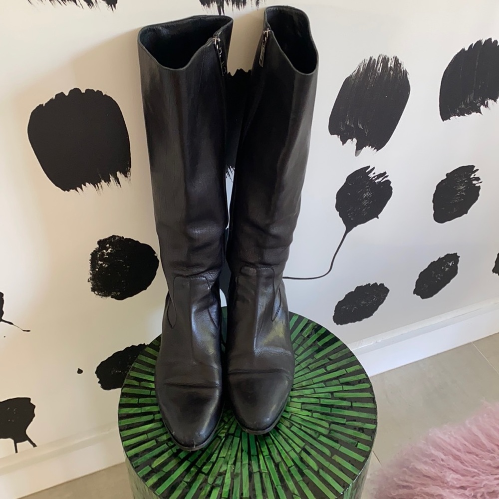 PRADA BLACK LEATHER RIDING BOOTS 10.5